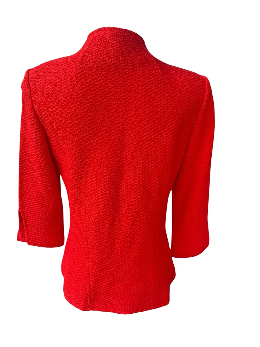 St. John Red Textured Knit Blazer Jacket Size 2 Wool Rayon USA - Picture 4 of 12